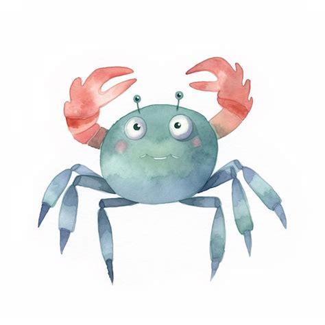 Premium Photo A Watercolor Painting Of A Crab With A Big Green Eyes