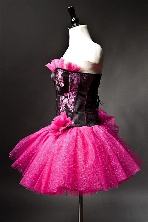 Custom Size Black And Hot Pink Sparkle Tulle Prom Dress Etsy