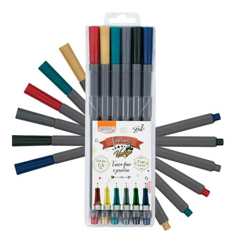 Caneta Fineliner Vintage C Cores G Ri S Paper Papelaria F Sica E