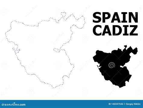 Vector Contour Dotted Map Of Cadiz Province With Name CartoonDealer