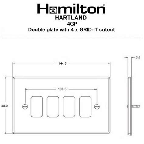 Hamilton Hartland Black Nickel 4 Gang Grid Fix Aperture Plate With Grid