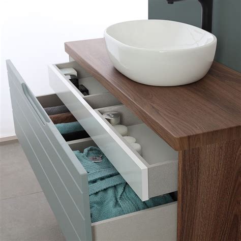 Mobile Da Bagno Sospeso Cm Verde Salvia Con Lavabo In Ceramica Amalfi