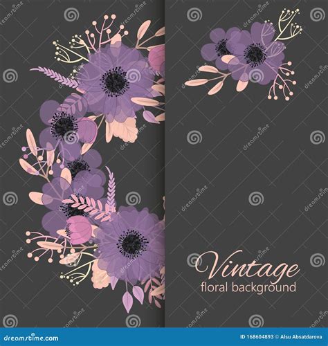 Purple Floral Background - Flower Border Stock Illustration - Illustration of berries, blank ...