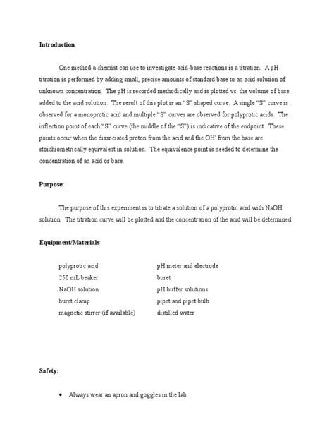 Lab Report Acid Base Pdf Titration Chemistry