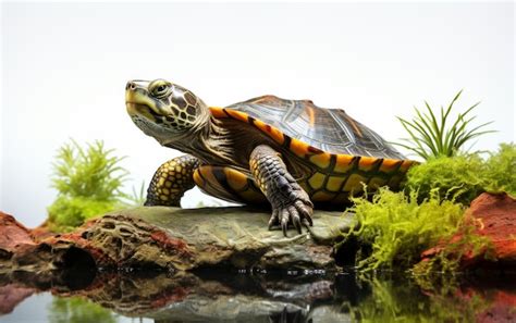 Premium Photo | Turtle in an Aquarium With Rocks and Plants