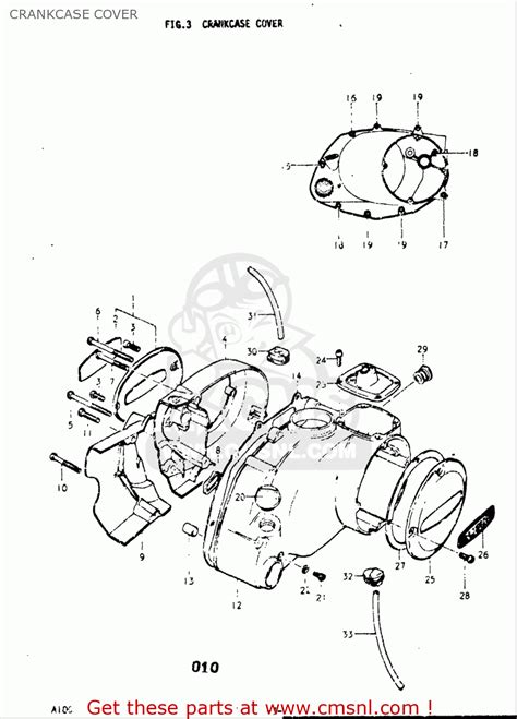 Suzuki A100 1976 1977 (A) (B) USA (E03) CRANKCASE COVER - buy original ...