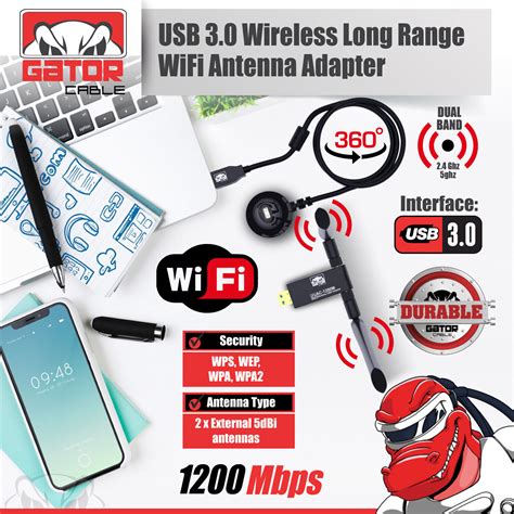 Wifi Wireless Antenna Usb Adapter Long Range Mbps Dual Band