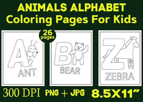 ABC Animals Alphabet Coloring Pages Graphic by ArT zone · Creative Fabrica