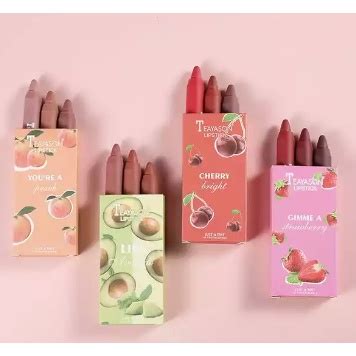 Pcs Set Fruit Flavor Matte Lipstick Crayon Long Lasting Waterproof