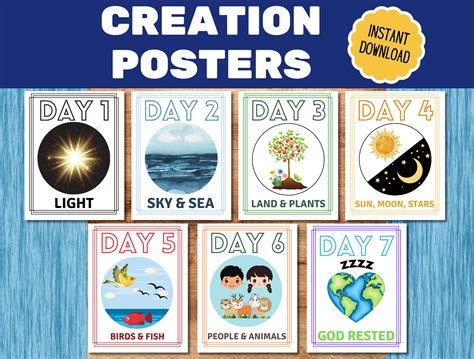 Days of Creation Posters and Bible Coloring Pages, 7 Days of Creation ...