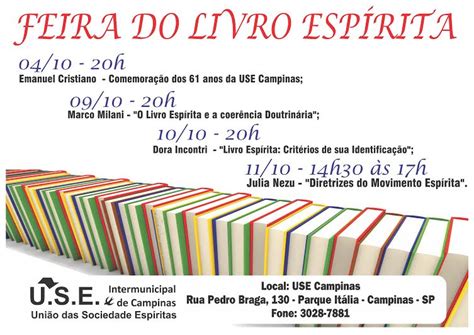 Feira do Livro Espírita Palestras Use Campinas