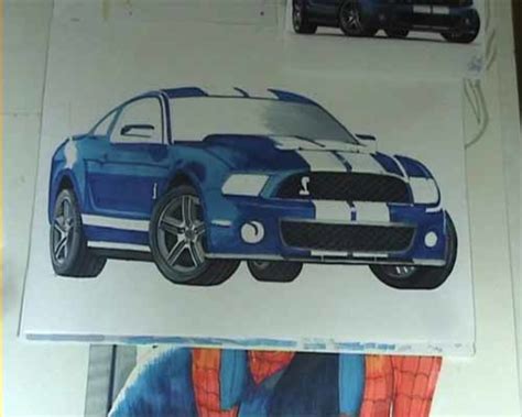 How to draw a car step by step, Mustang Shelby GT500 with marker pens ...