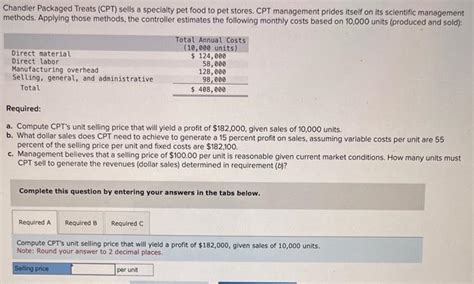 Solved Chandler Packaged Treats CPT Sells A Specialty Pet Chegg