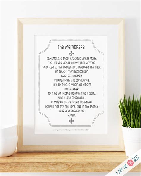 Memorare Prayer Print - Catholic Prayer Printable, Christian Print ...