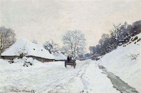 La Charrette Route Sous La Neige Honfleur C Monet W Farm