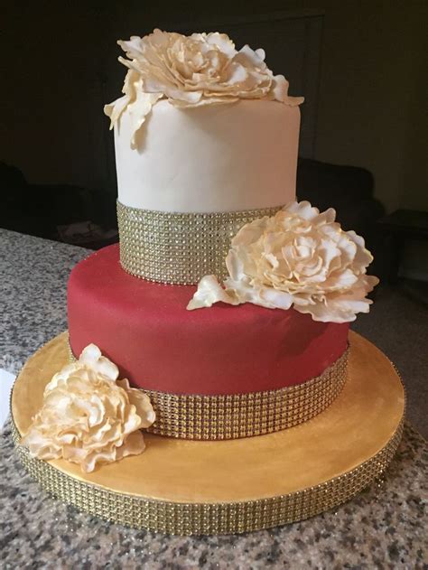 Red And Gold Cake Gold Wedding Cake Gold Cake Wedding Cakes