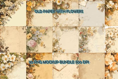 Old Paper with Flowers Background Bundle Graphic by Meow.Backgrounds ...