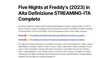 Five Nights At Freddy S In Alta Definizione Streaming Ita Completo