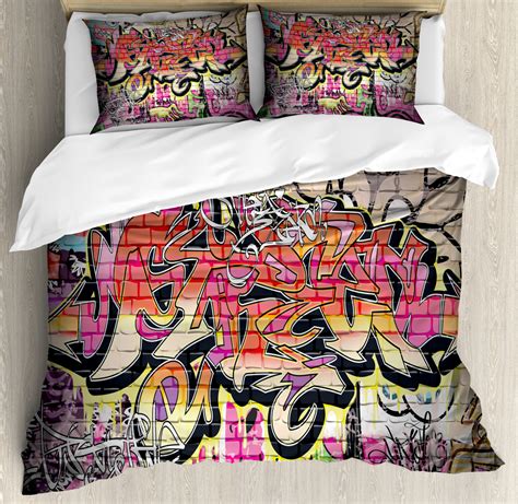 Urban Graffiti Duvet Cover Set Twin Queen King Sizes With Pillow Shams