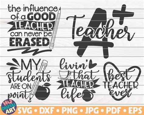 Teacher Quotes SVG Bundle 25 Designs Free Commercial Use Cut