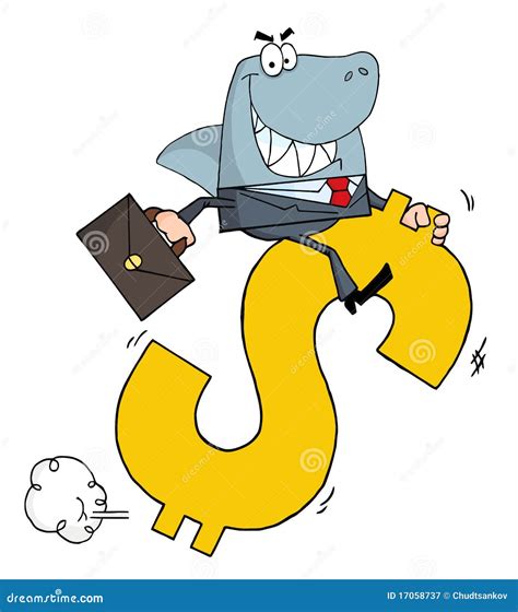 Business Shark Businessman Riding On A Dollar Stock Vector