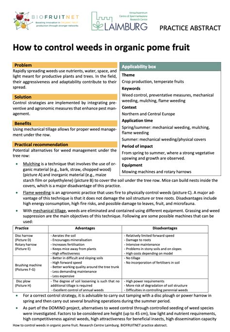 How To Control Weeds In Organic Pome Fruit Biofruitnet Practice Abstract Organic Farm Knowledge