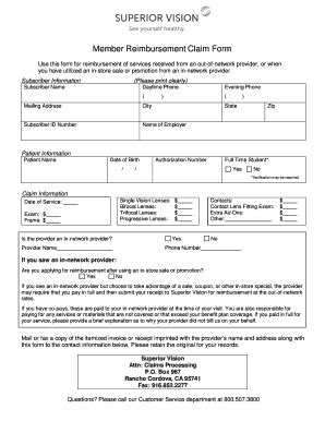 Superior Vision Claim Form Fill Online Printable Fillable Blank