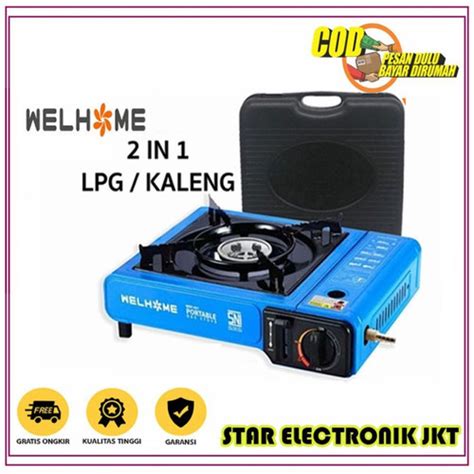 Jual Kompor Portable Welhome 2in1 Bisa Gas Kaleng Dan LPG SNI