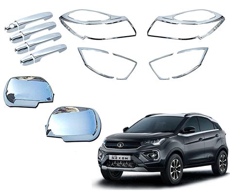 Car Saaz Exterior Chrome Accessories Combo Kit Compatible With Nexon