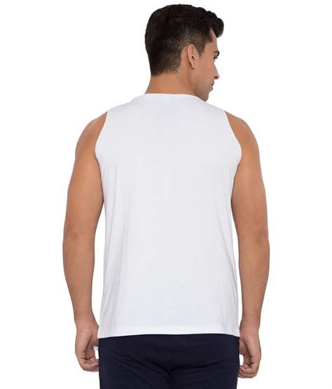 American Elm Men S Grey Lion White Cotton Slim Fit Vest At Rs