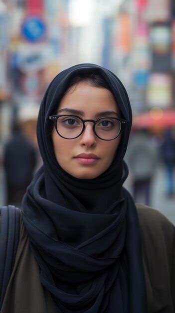 Premium Photo Beautiful Young Muslim Woman Wearing Glasses And Hijab