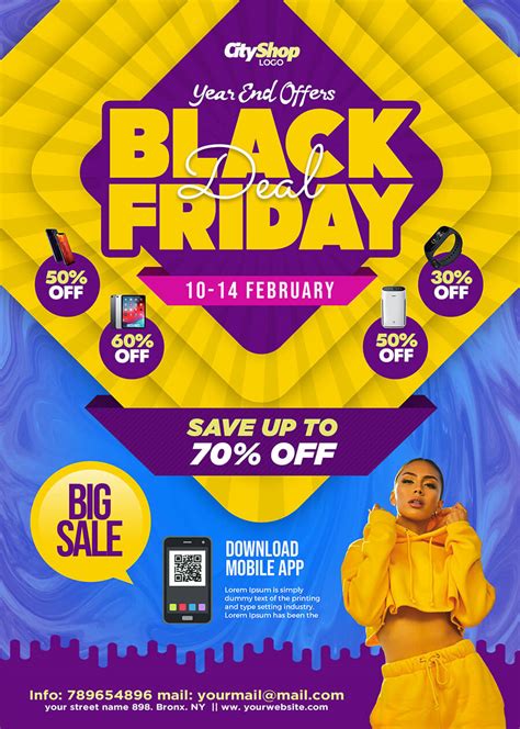 Black Friday Sale Promotional Flyer Psd Template Psdfreebies