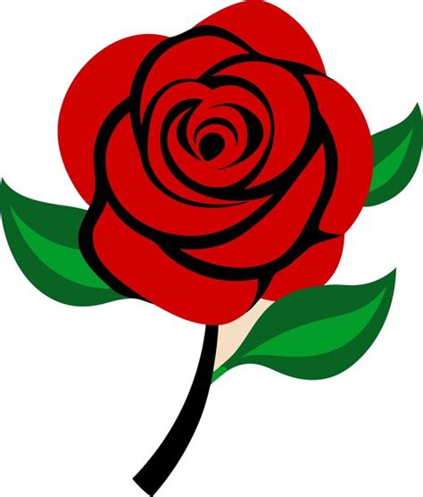 Un Dibujo De Una Rosa Roja Con Hojas Verdes Vector Premium Generado