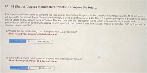 Solved PA 11 3 Static A Laptop Manufacturer Wants To Chegg