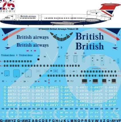 Two Six Decals Sts44320 HS121 Trident 3B British Airways