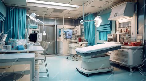 Premium Photo | A hospital room with a monitor and a monitor on the wall