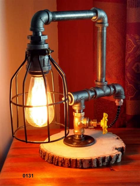 Industrial Pipe Lamp Caged Lamp Edison Lamp Table Lamp Etsy