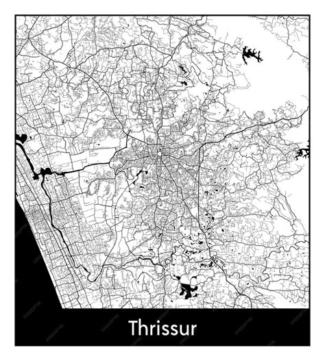 Mapa Mínimo De La Ciudad De Thrissur India Asia Vector Premium