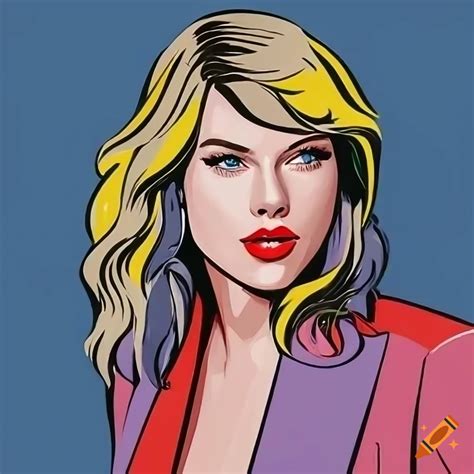 Illustrated Portrait Of Taylor Swift In Roy Lichtenstein Style On Craiyon