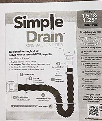 Simple Drain Flexible Rubber P Trap Fits 1 1 2AND 1 1 4Drain Inlets