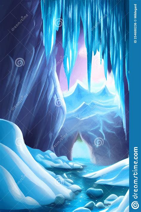 Ice Cave Entrance Fantasy Landscape Stock Illustration Illustration