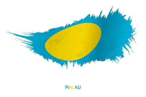 Premium Vector Flag Of Palau In Grunge Style With Waving Effect