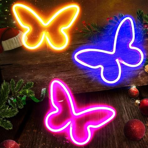 3 Pieces Butterfly Neon Signs Butterfly Led Light Usb Or 3 Aa Battery Powered