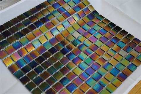 Iridescent Mosaic Tiles Black 935 Sheets Per Sq Mtr Approx Iridescent Glass Mosaic Tiles