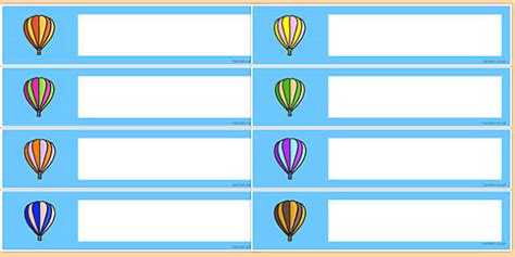 Hot Air Balloon Themed Editable Gratnells Tray Labels Labels