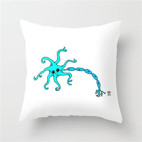 Cute Neuron Brain Cell Biology Pop Art Illustration Throw Pillow By