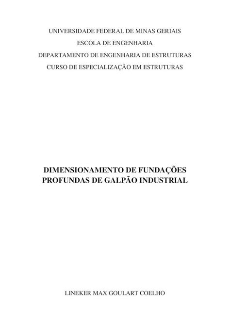 PDF DIMENSIONAMENTO DE FUNDAÇÕES PROFUNDAS DE GALPÃO Capacidade