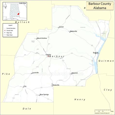 Map Of Barbour County Alabama Where Is Located Cities Population