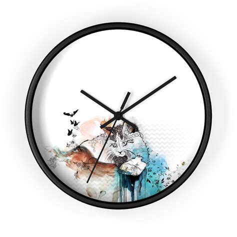 Cat Clock Alarm Wall Clock Cat Wall Decor Modern Wall - Etsy