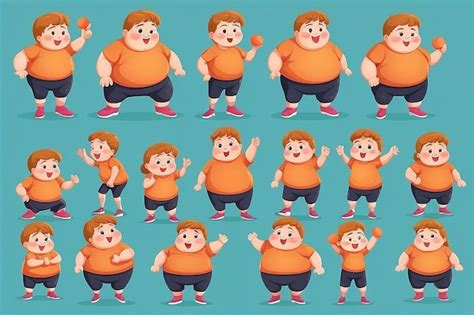 Premium AI Image | Set of fat kids exercise